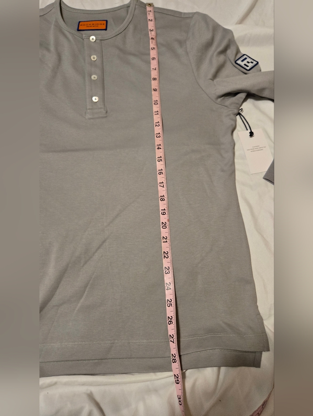New! Rockridge Henley In Grey Size XL Classic Shirt Cotton - Picture 8 of 9